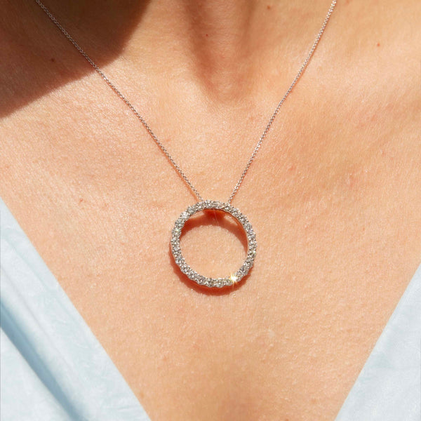 Clarissa Diamond Halo Pendant 18ct White Gold Pendants/Necklaces Imperial Jewellery 