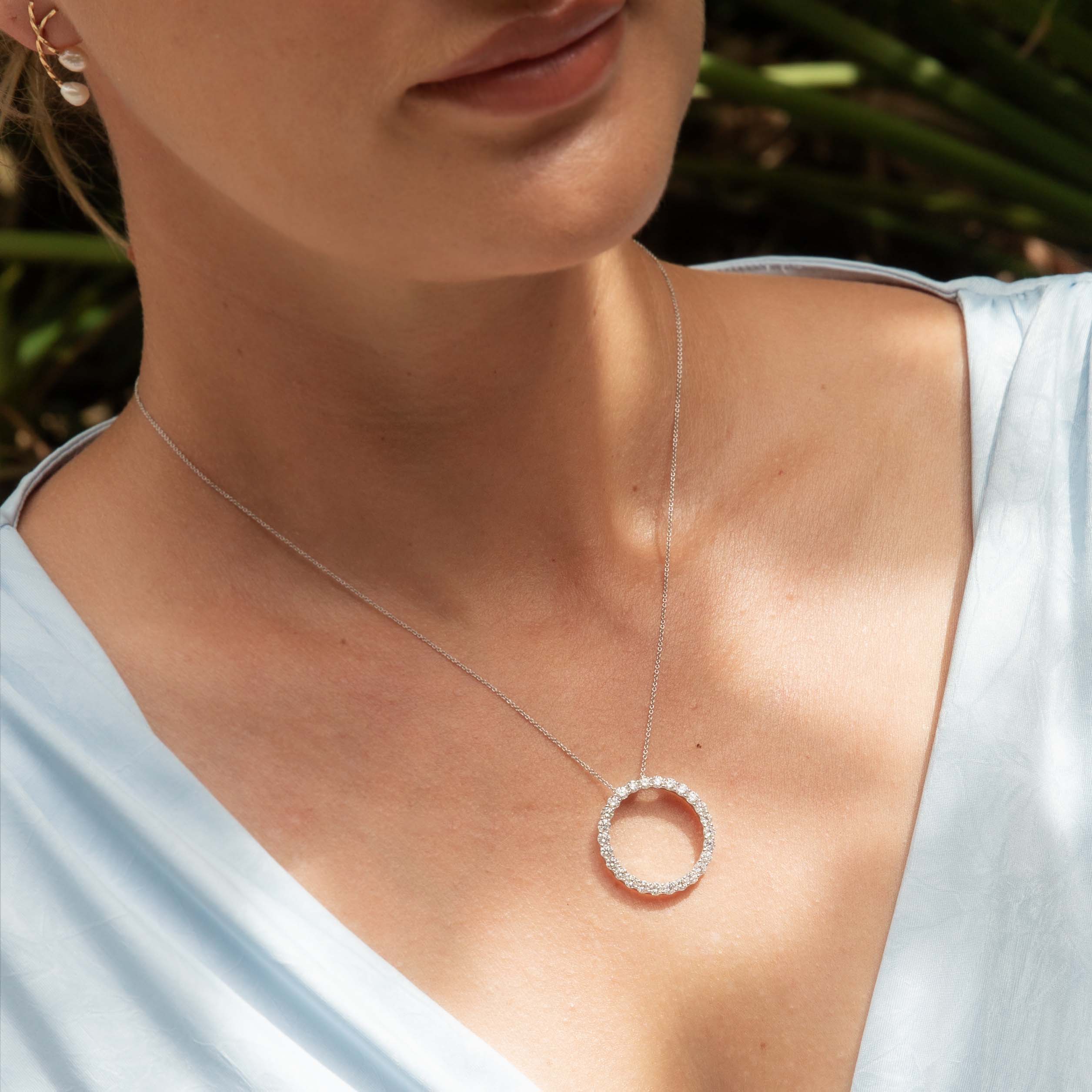 Clarissa Diamond Halo Pendant 18ct White Gold Pendants/Necklaces Imperial Jewellery 