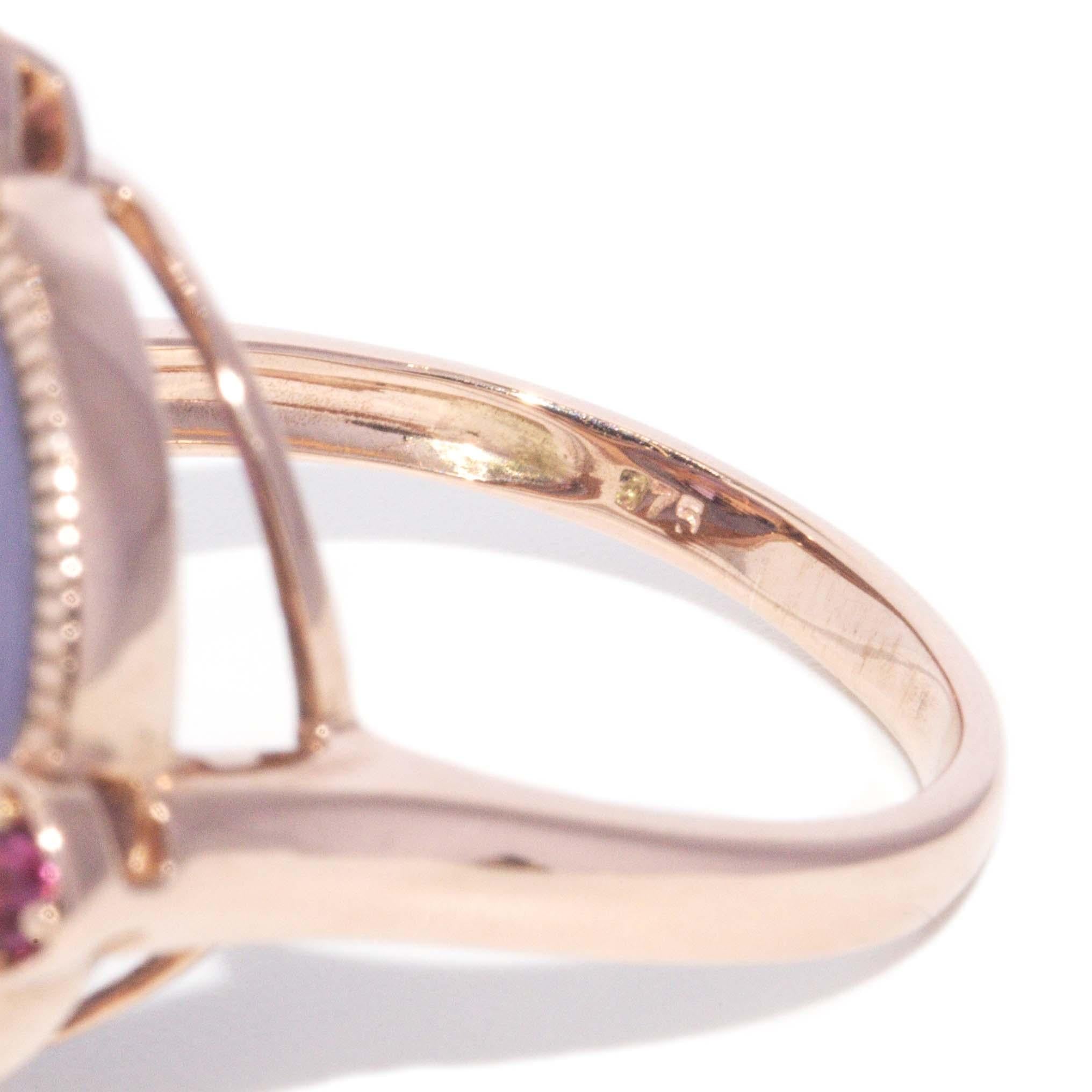 Contemporary Jade Amethyst Tourmaline & Diamond Ring 9 Carat Rose Gold
