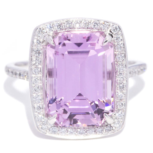 Claudia 7.18ct Kunzite & Diamond Cocktail Ring 18K White Gold