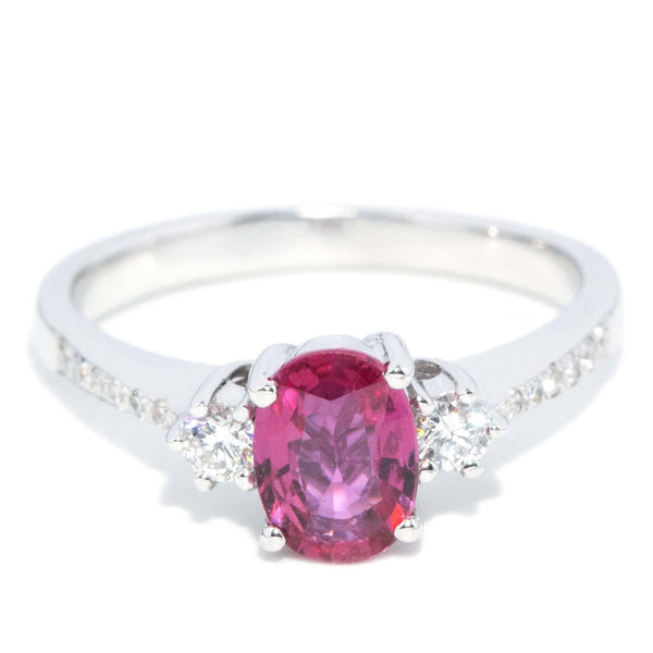 Vintage Circa 1990s Ruby & Diamond Ring 18 Carat White Gold