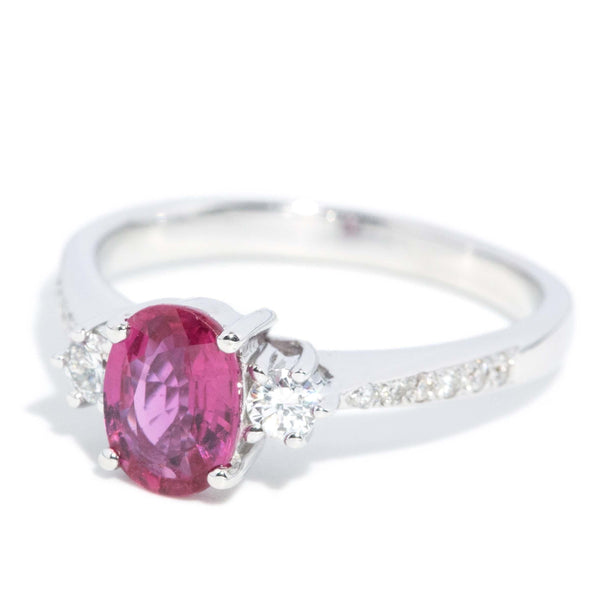 Vintage Circa 1990s Ruby & Diamond Ring 18 Carat White Gold