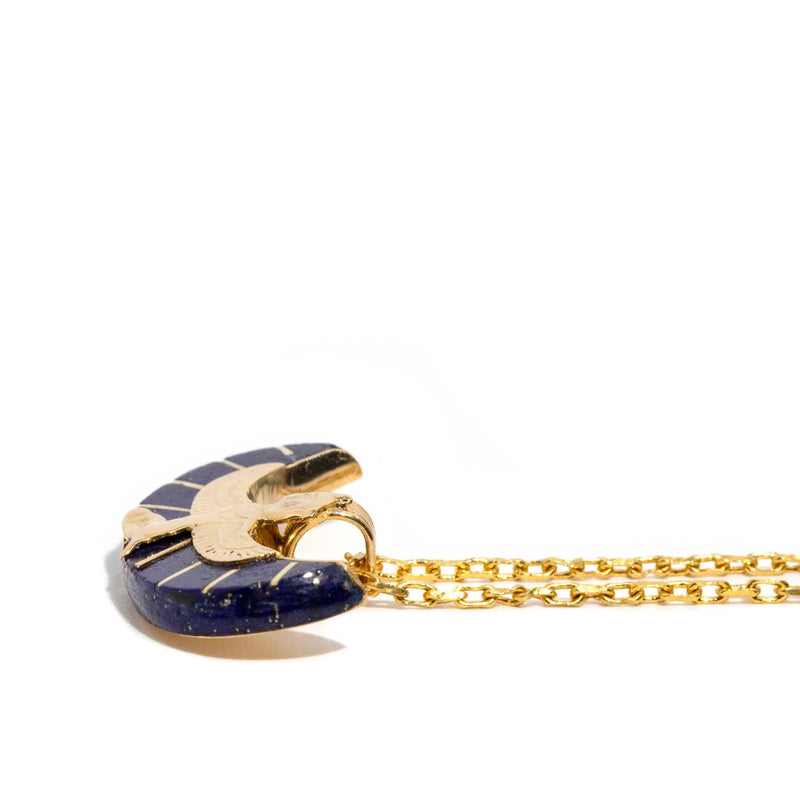 Cleo 1980s Lapis Lazuli Pendant & Chain 18ct Gold* DRAFT Pendants/Necklaces Imperial Jewellery 