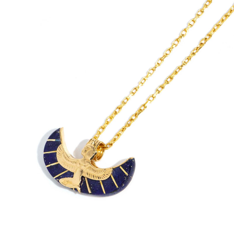 Cleo 1980s Lapis Lazuli Pendant & Chain 18ct Gold* DRAFT Pendants/Necklaces Imperial Jewellery 