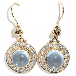 Cleo Blue Topaz Cluster Drop Earrings 9ct Gold Earrings Imperial Jewellery 