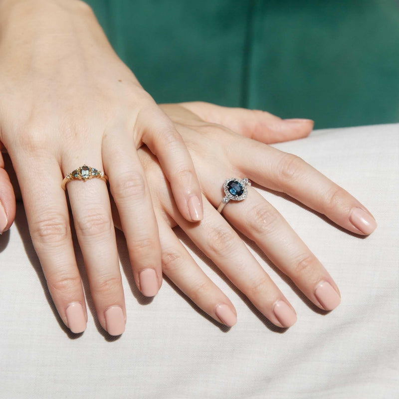 Vintage Olive Green Sapphire Engagement Ring Set Rose Gold Diamond Cluster Wedding  Ring Sapphire Branch Wedding Band Promise Rings for Women - Etsy