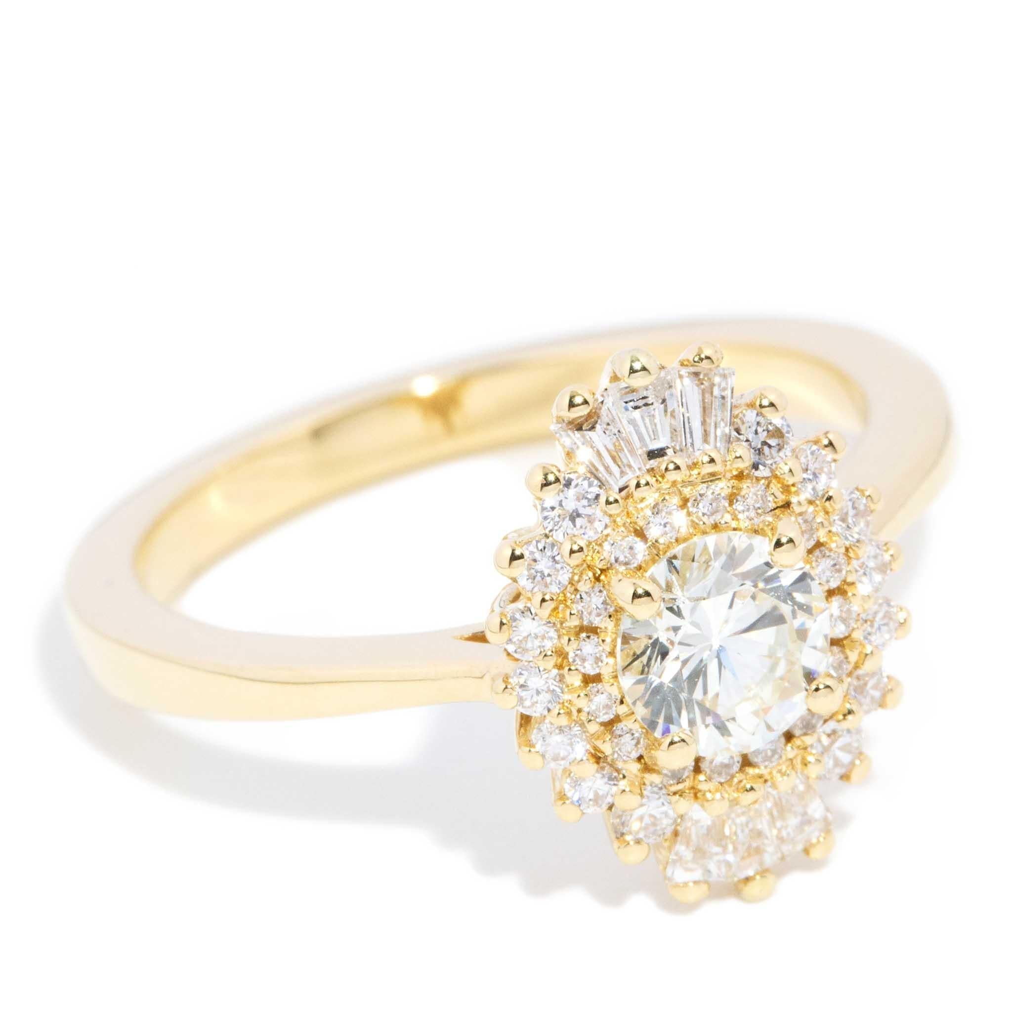 Jackie 0.73 Carat Diamond Starburst Halo Ring 18ct Gold