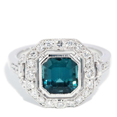 Layla Art Deco Tourmaline & Diamond Ring 18K White Gold