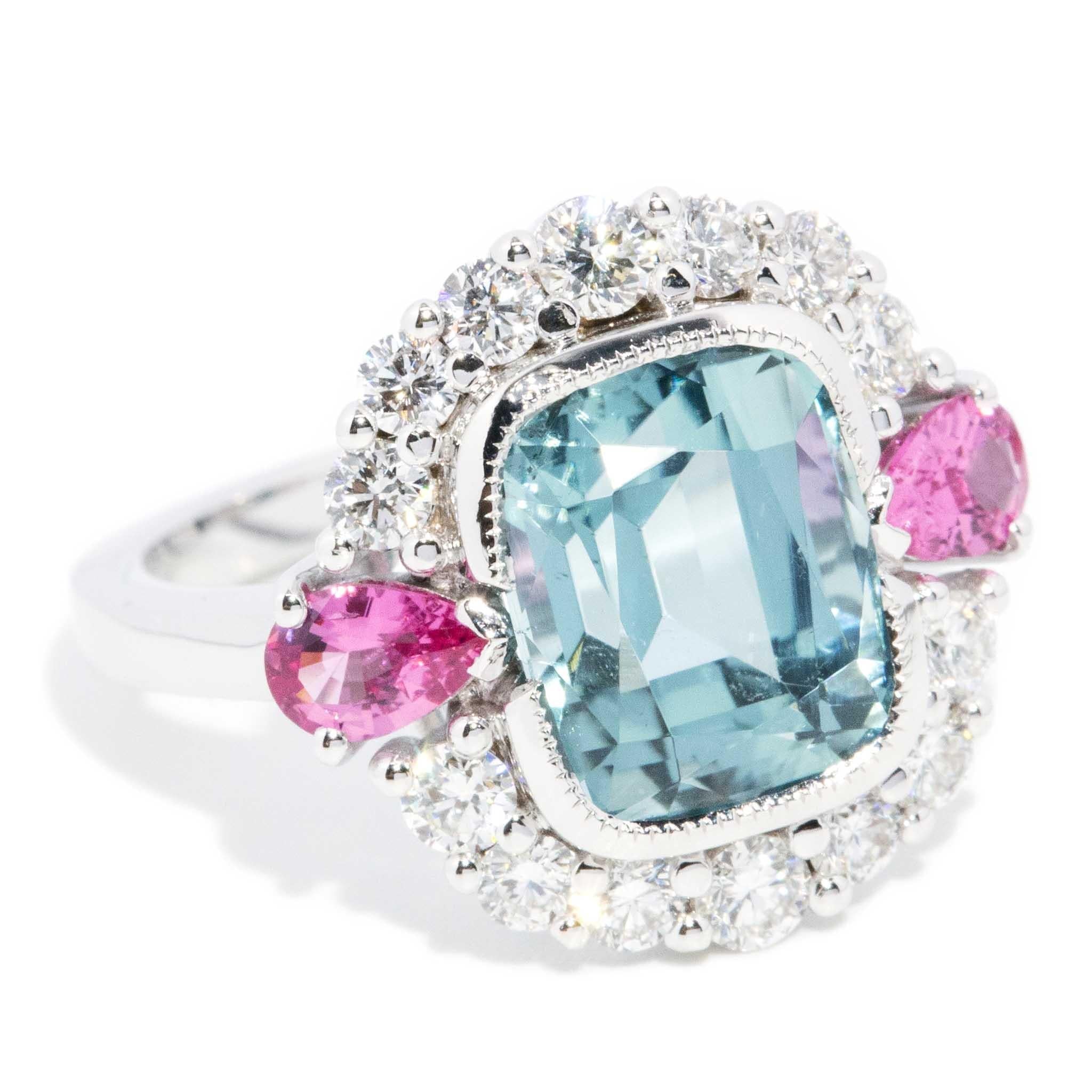 Elio 4.75ct Tourmaline Pink Spinel & Diamond Ring 18ct White Gold