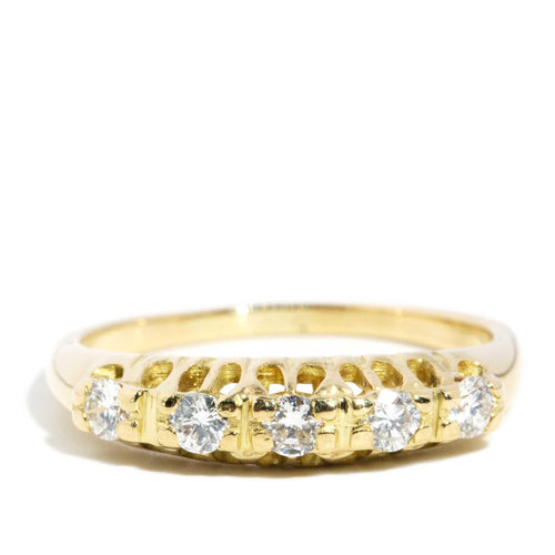 Rome Diamond London Bridge Wedding Ring 18K Yellow Gold