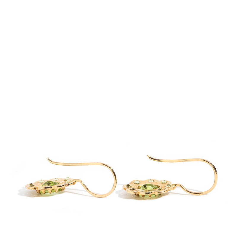 Avery Peridot Flower Cluster Earrings 9ct Gold
