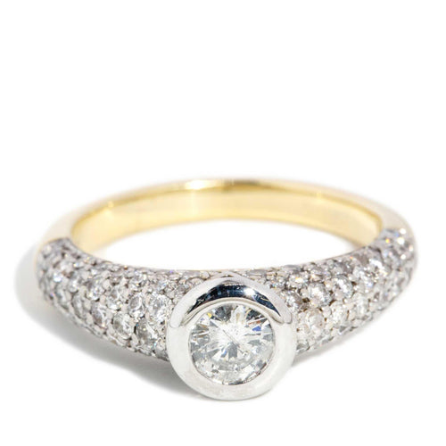 Poppy Domed Pave Diamond Ring 18K Yellow Gold TDW 1.25ct