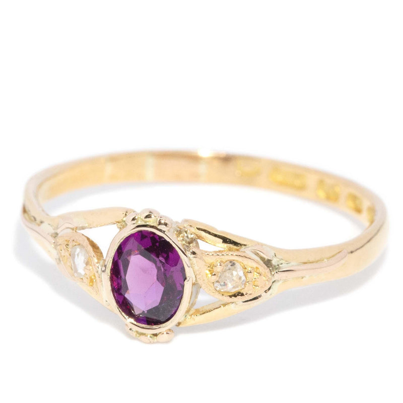 Antique Victorian 1890s Garnet Diamond Ring 22 Carat Gold