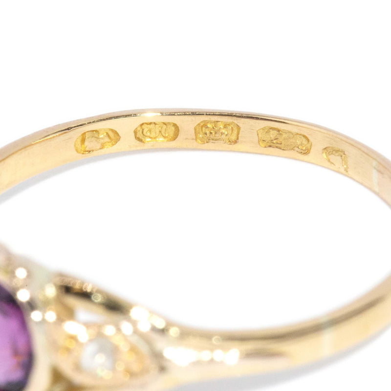 Antique Victorian 1890s Garnet Diamond Ring 22 Carat Gold