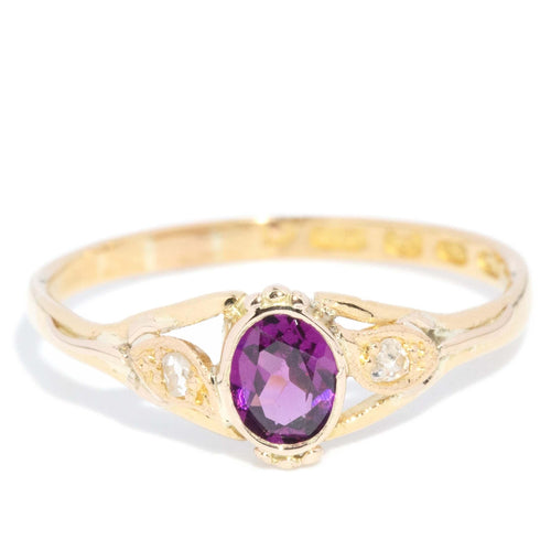 Cora Victorian Rhodolite & Diamond Ring 22K Yellow Gold