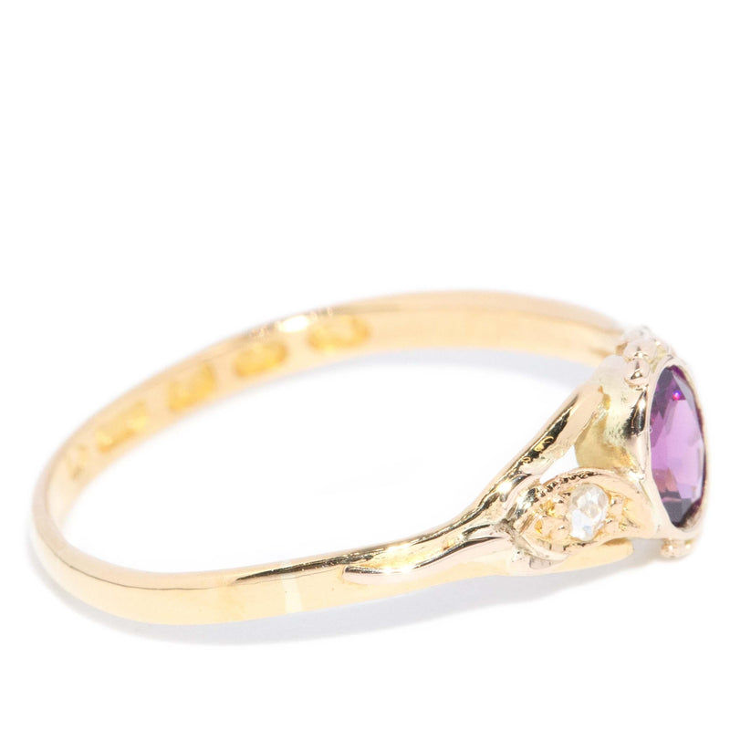 Antique Victorian 1890s Garnet Diamond Ring 22 Carat Gold