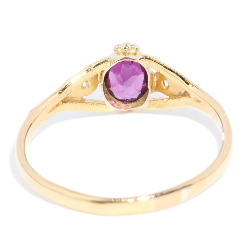 Antique Victorian 1890s Garnet Diamond Ring 22 Carat Gold