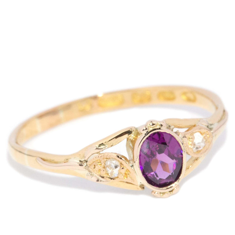 Antique Victorian 1890s Garnet Diamond Ring 22 Carat Gold