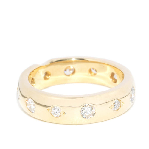 Corazon Flush Set Diamond Band Ring 18K Yellow Gold