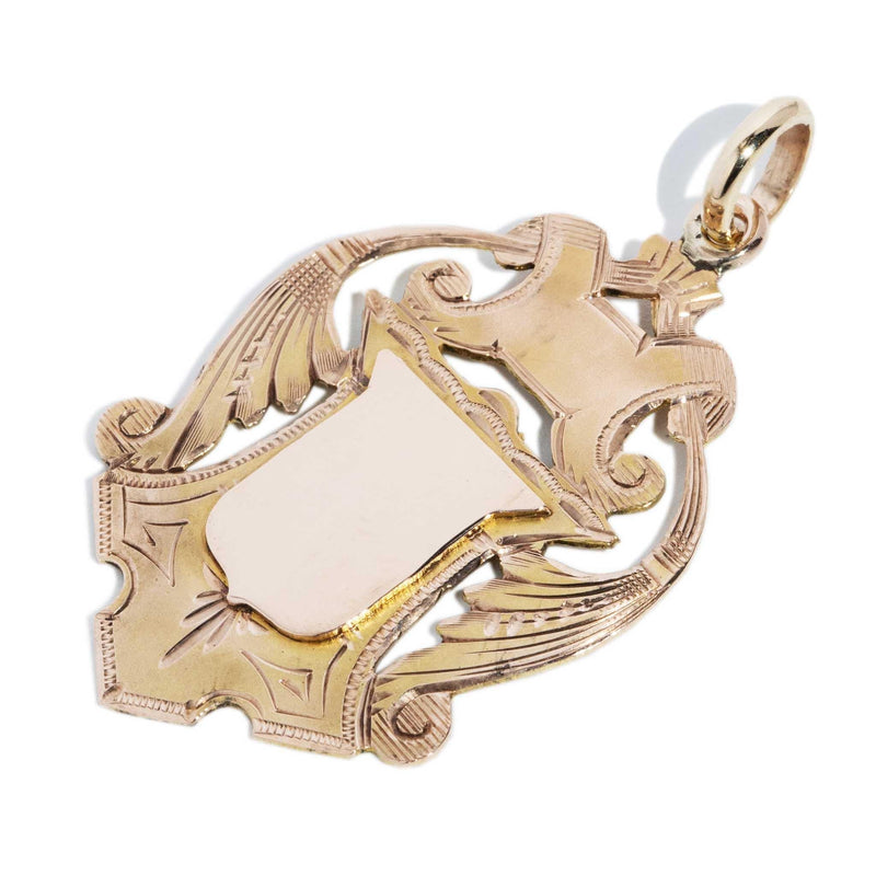 Antique 1907 Shield Award Pendant 9 Carat Yellow Gold (OB)