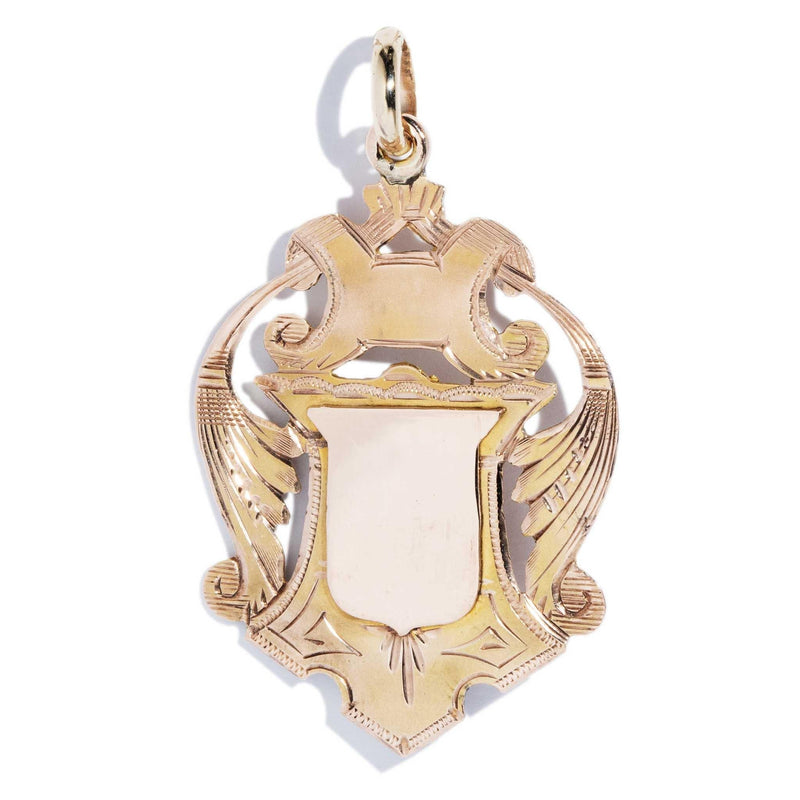 Antique 1907 Shield Award Pendant 9 Carat Yellow Gold (OB)