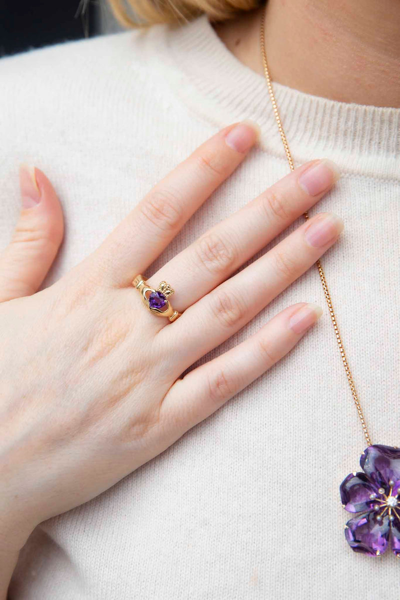Cordelia 1970s Amethyst Cluster Cocktail Ring 9ct Gold Rings Imperial Jewellery 