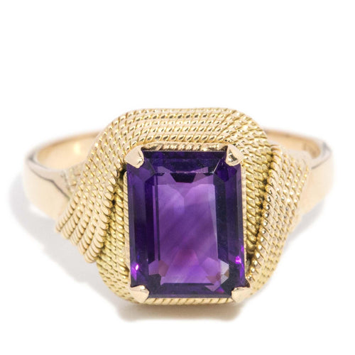 Cosette Amethyst Textured Folding Ring 9K Yellow Gold