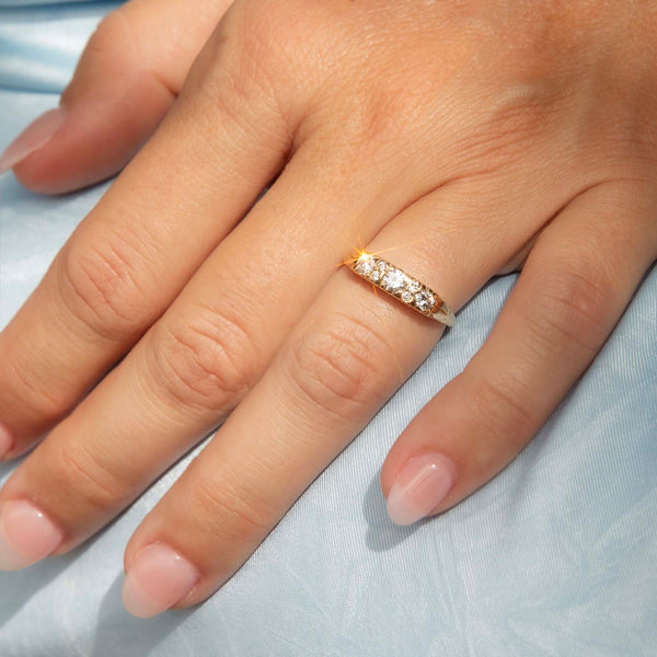 Cosima 1980s Diamond London Bridge Ring 18ct Gold Rings Imperial Jewellery 