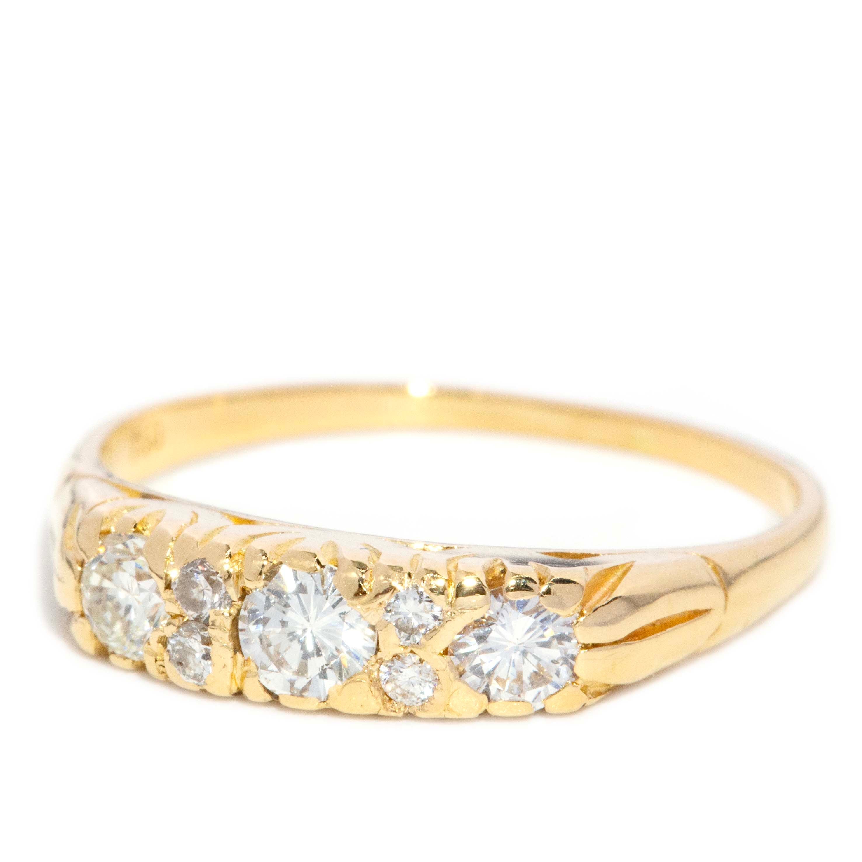 Cosima 1980s Diamond London Bridge Ring 18ct Gold Rings Imperial Jewellery 