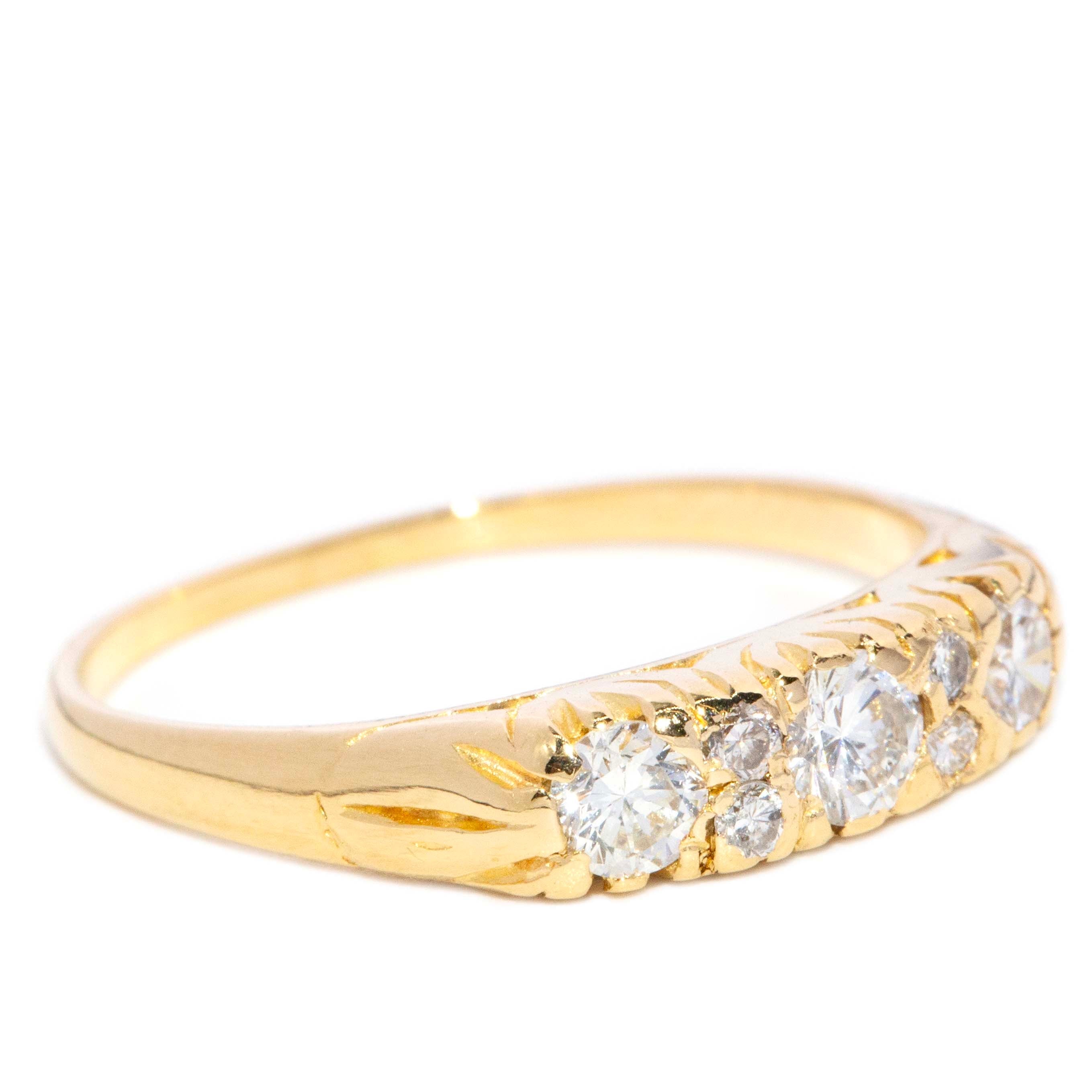 Cosima 1980s Diamond London Bridge Ring 18ct Gold Rings Imperial Jewellery 