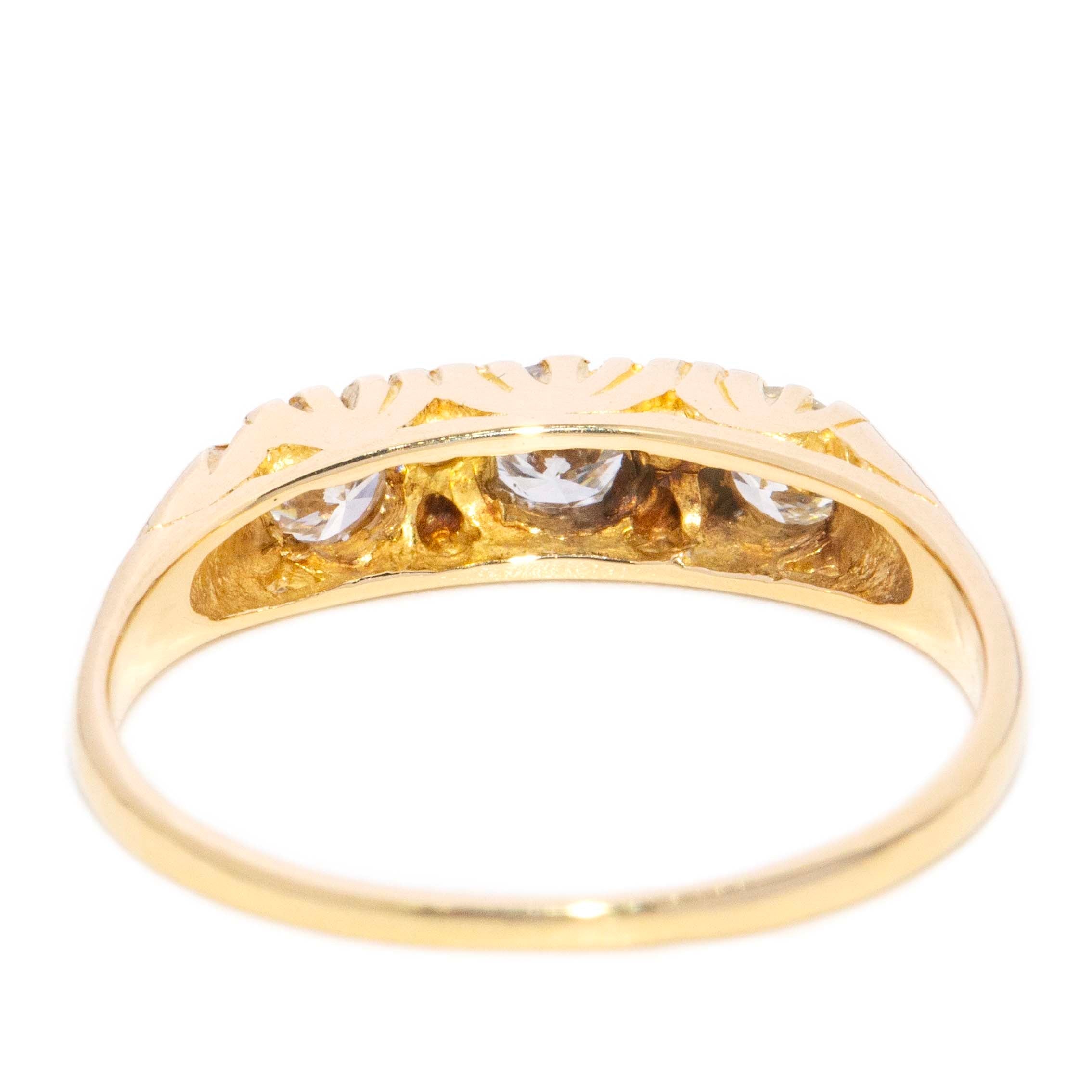 Cosima 1980s Diamond London Bridge Ring 18ct Gold Rings Imperial Jewellery 