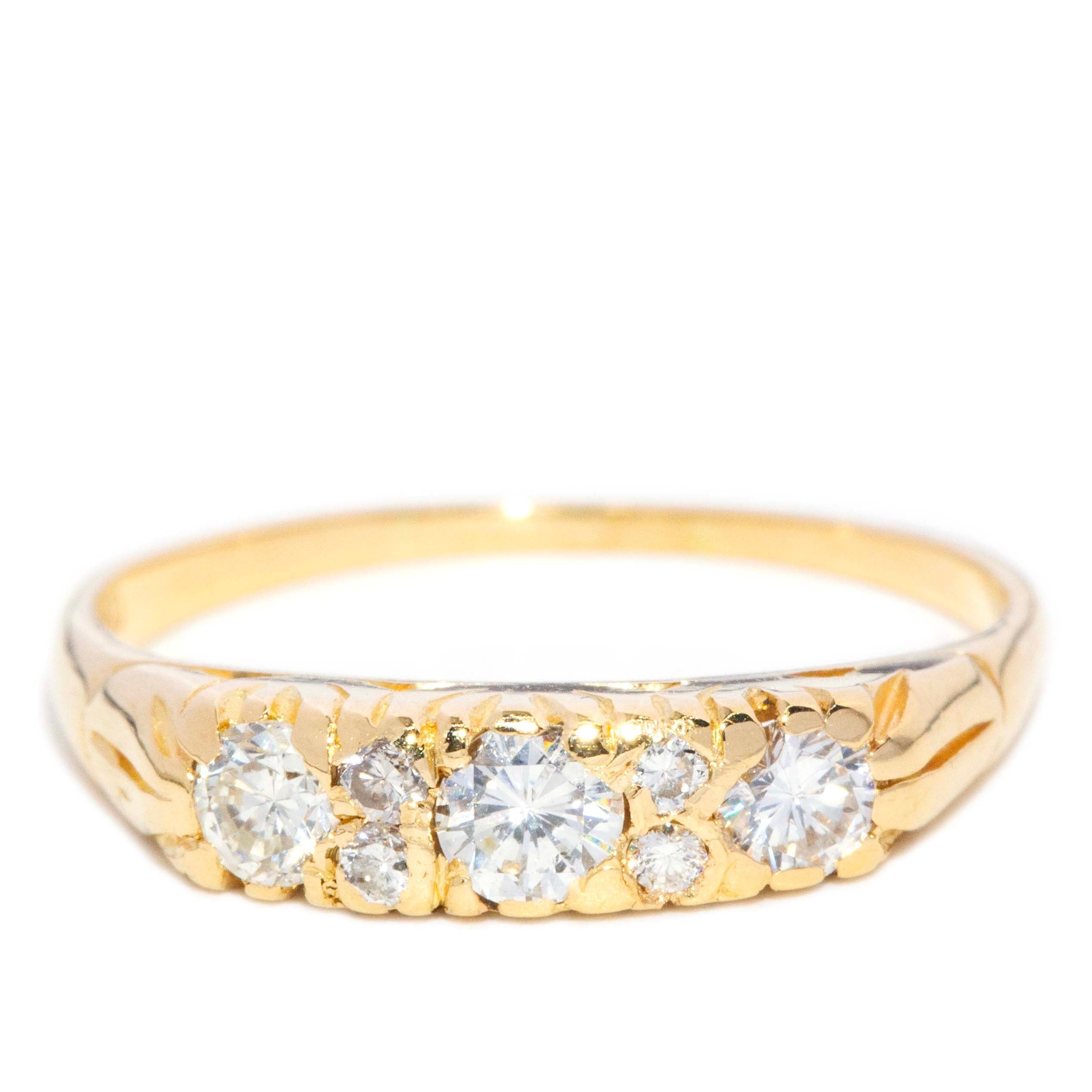 Cosima 1980s Diamond London Bridge Ring 18ct Gold Rings Imperial Jewellery 