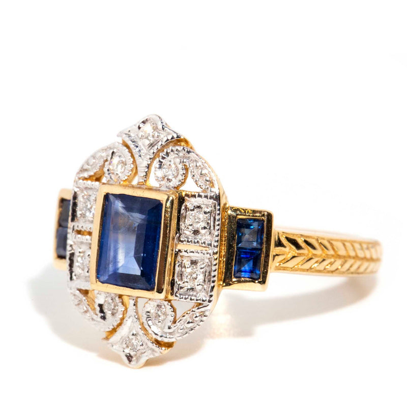 Cressida Blue Sapphire & Diamond Ring 9 Carat Gold* DRAFT Rings Imperial Jewellery 