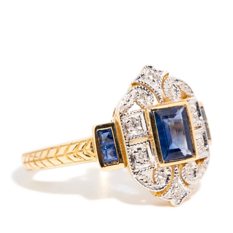 Cressida Blue Sapphire & Diamond Ring 9 Carat Gold* DRAFT Rings Imperial Jewellery 