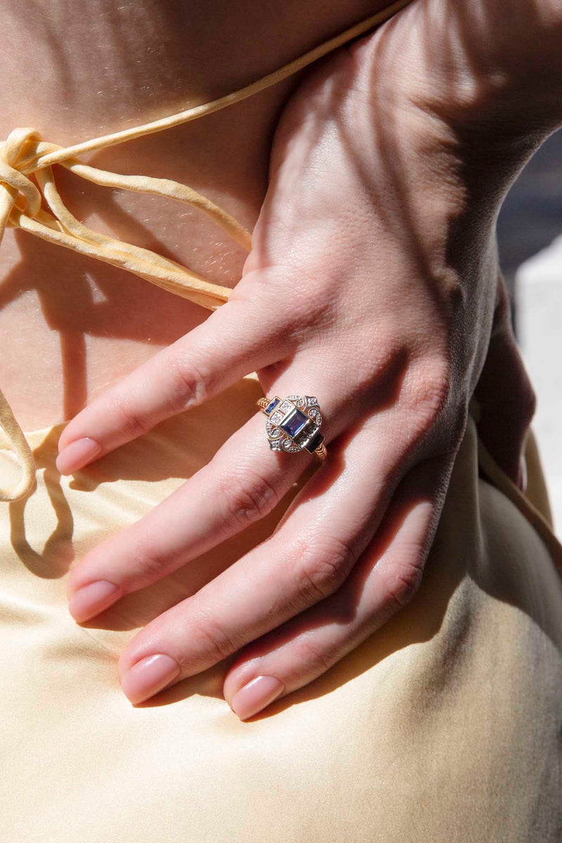 Cressida Blue Sapphire & Diamond Ring 9 Carat Gold* DRAFT Rings Imperial Jewellery 