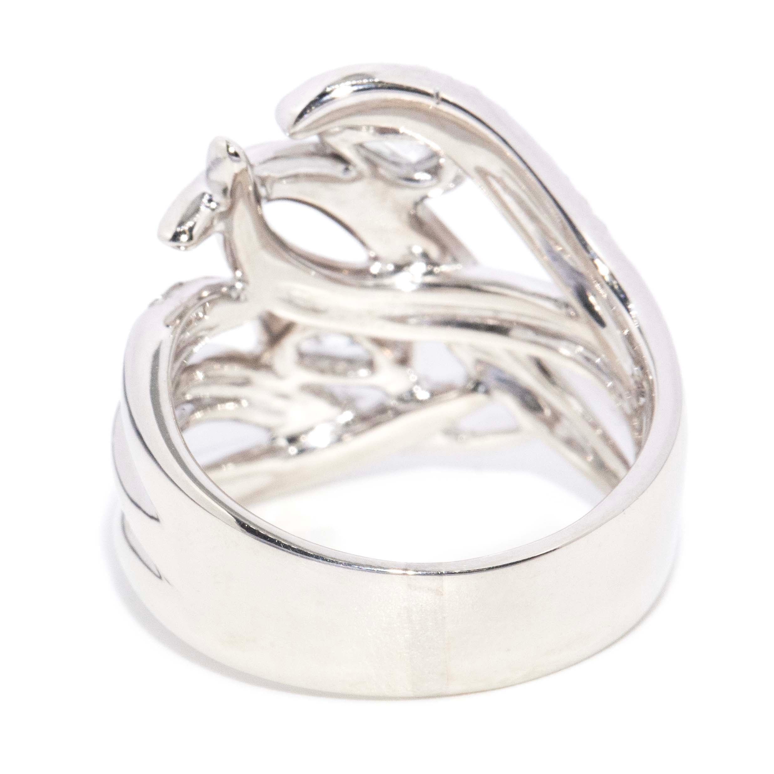 Cristalle Pave Diamond Swirl Wrap Ring 18ct White Gold Rings Imperial Jewellery 