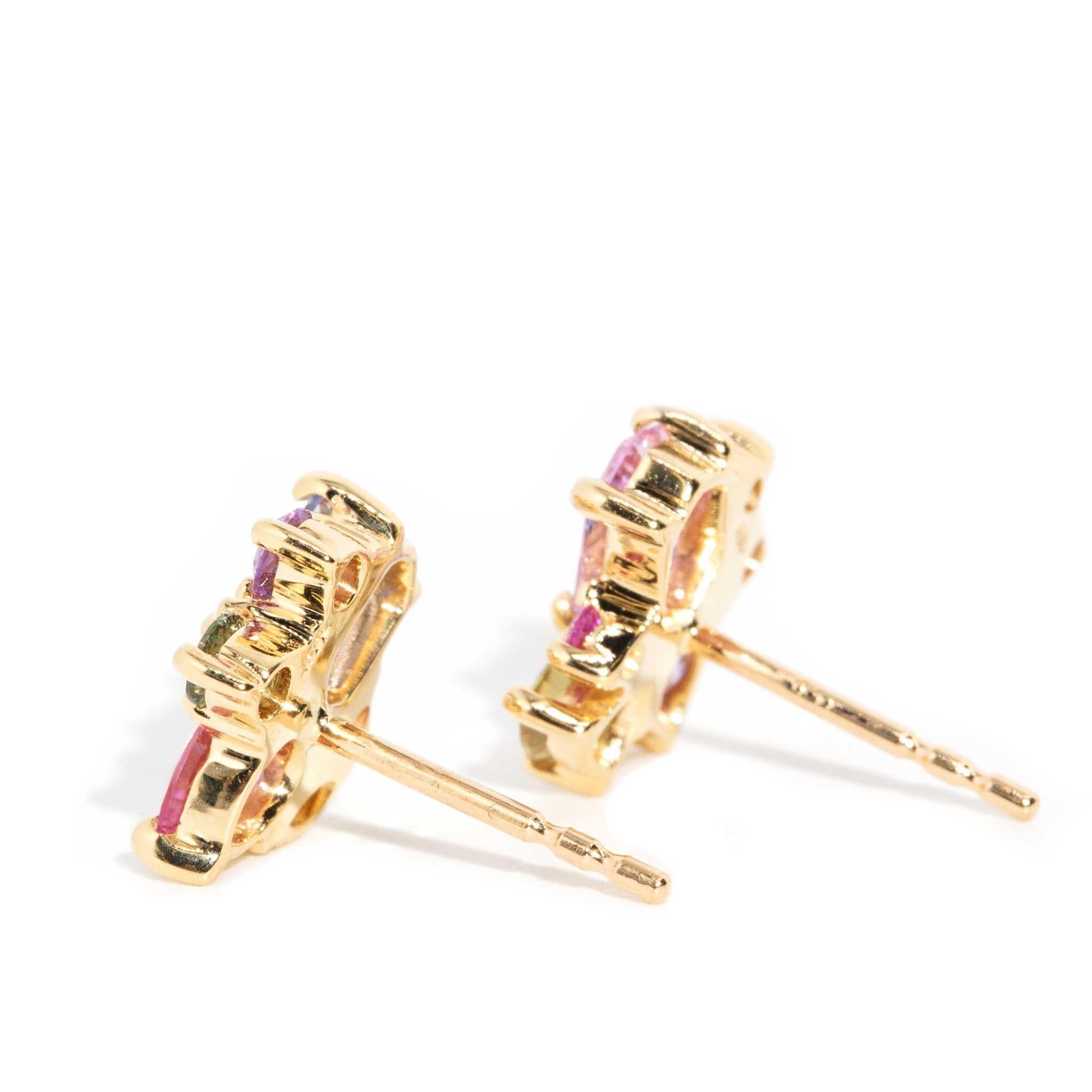 Crystal Dreams 2.22ct Ceylon Sapphire Cluster Studs 18ct