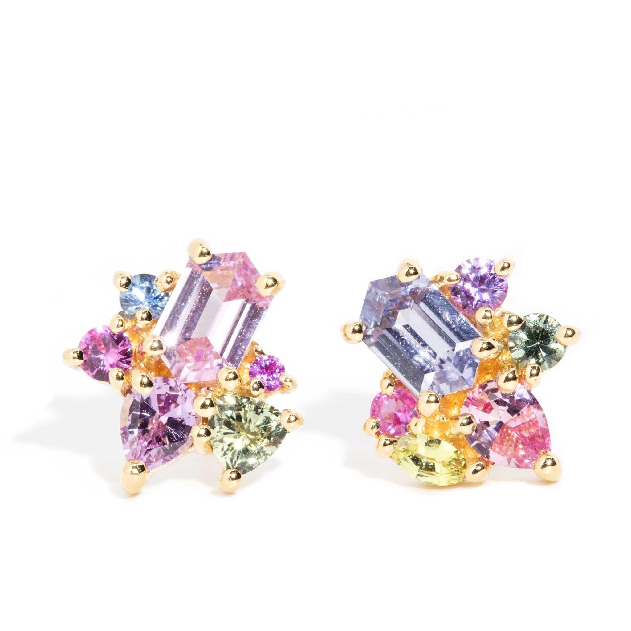 Crystal Dreams 2.22ct Ceylon Sapphire Cluster Studs 18ct