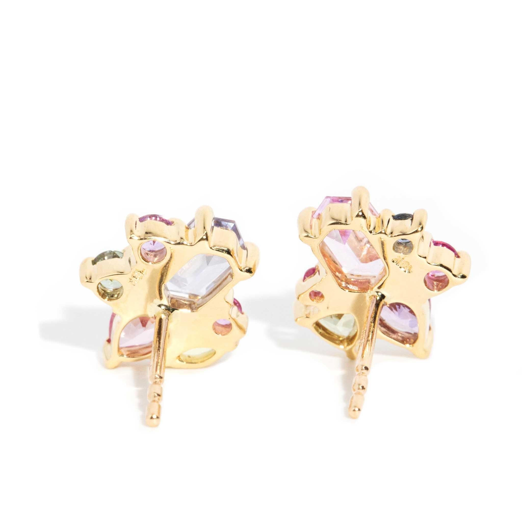 Crystal Dreams 2.22ct Ceylon Sapphire Cluster Studs 18ct
