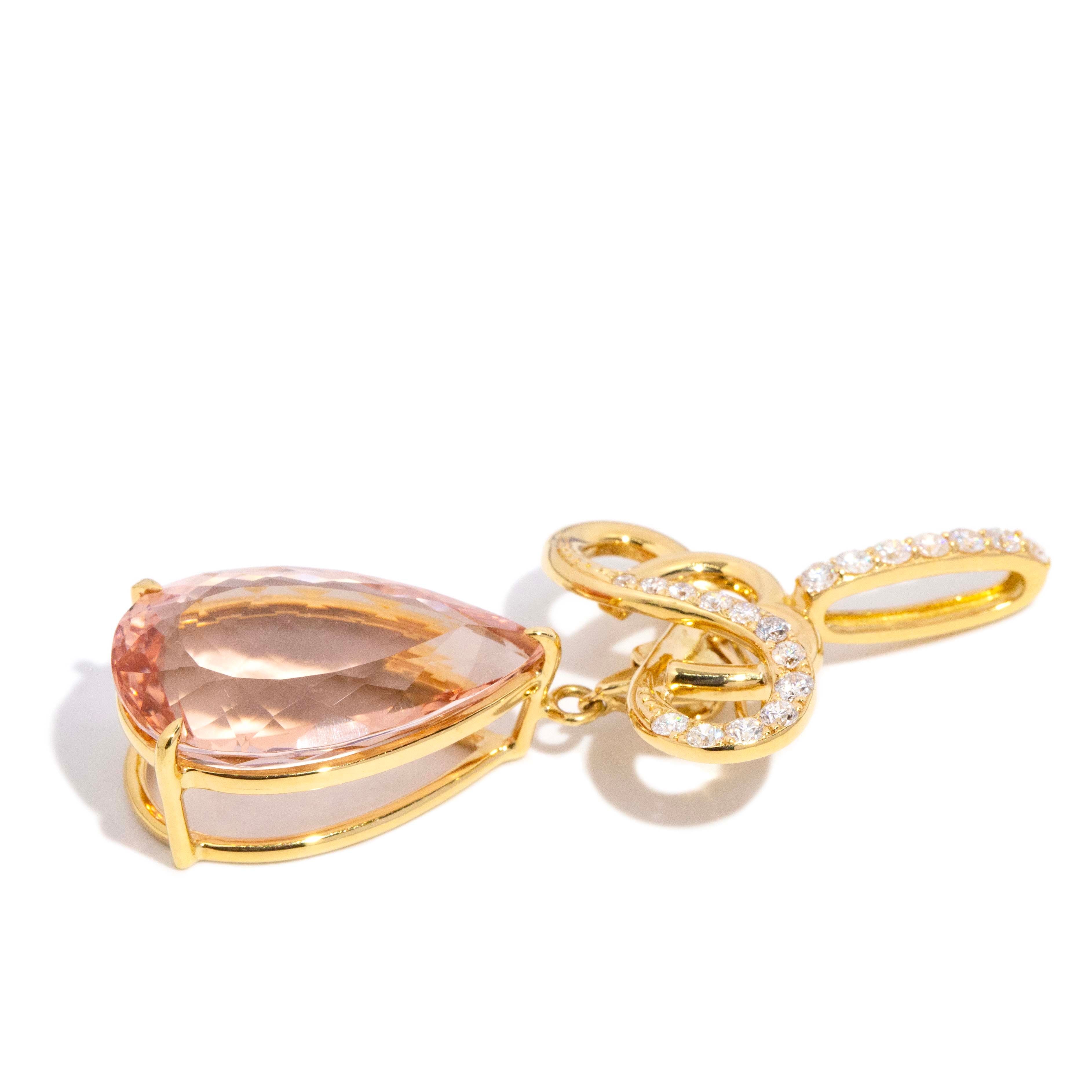 Cyndra Morganite & Diamond Convertible Pendant 18ct Gold Pendants/Necklaces Imperial Jewellery 