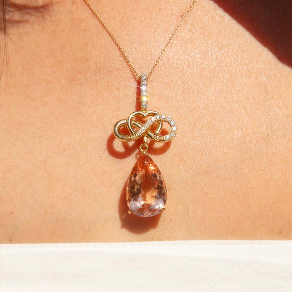 Cyndra Morganite & Diamond Convertible Pendant 18ct Gold Pendants/Necklaces Imperial Jewellery 