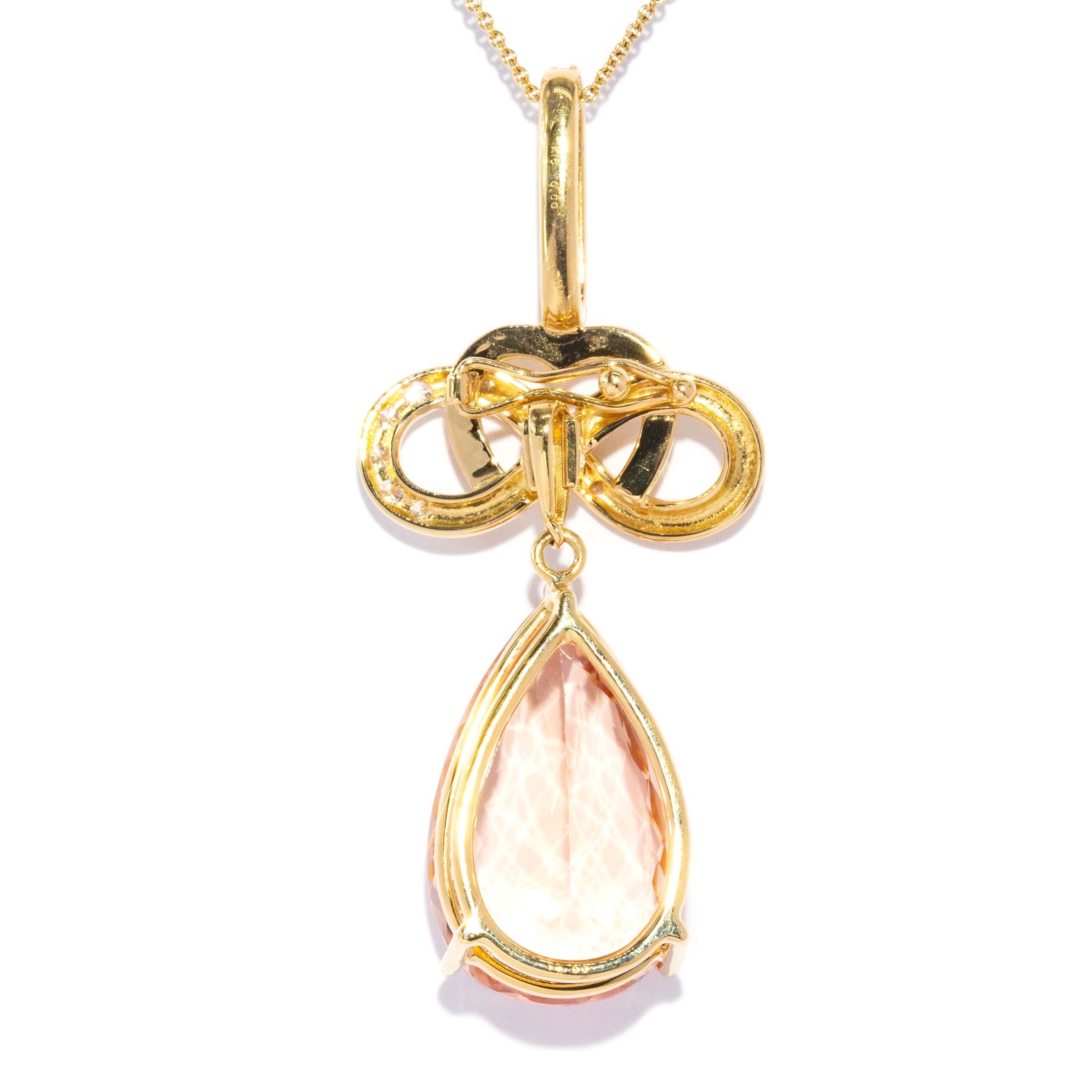 Cyndra Morganite & Diamond Convertible Pendant 18ct Gold Pendants/Necklaces Imperial Jewellery 