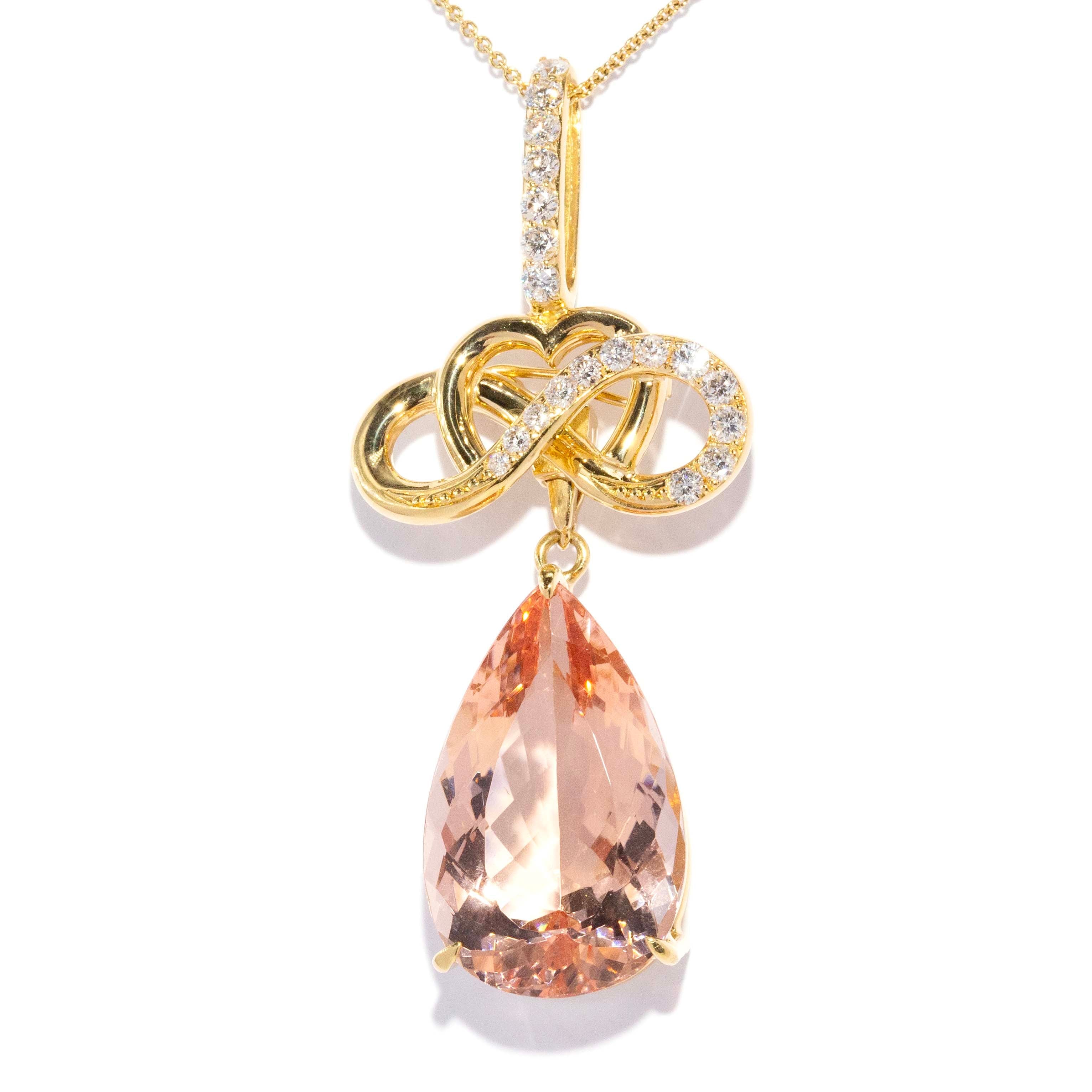 Cyndra Morganite & Diamond Convertible Pendant 18ct Gold Pendants/Necklaces Imperial Jewellery 