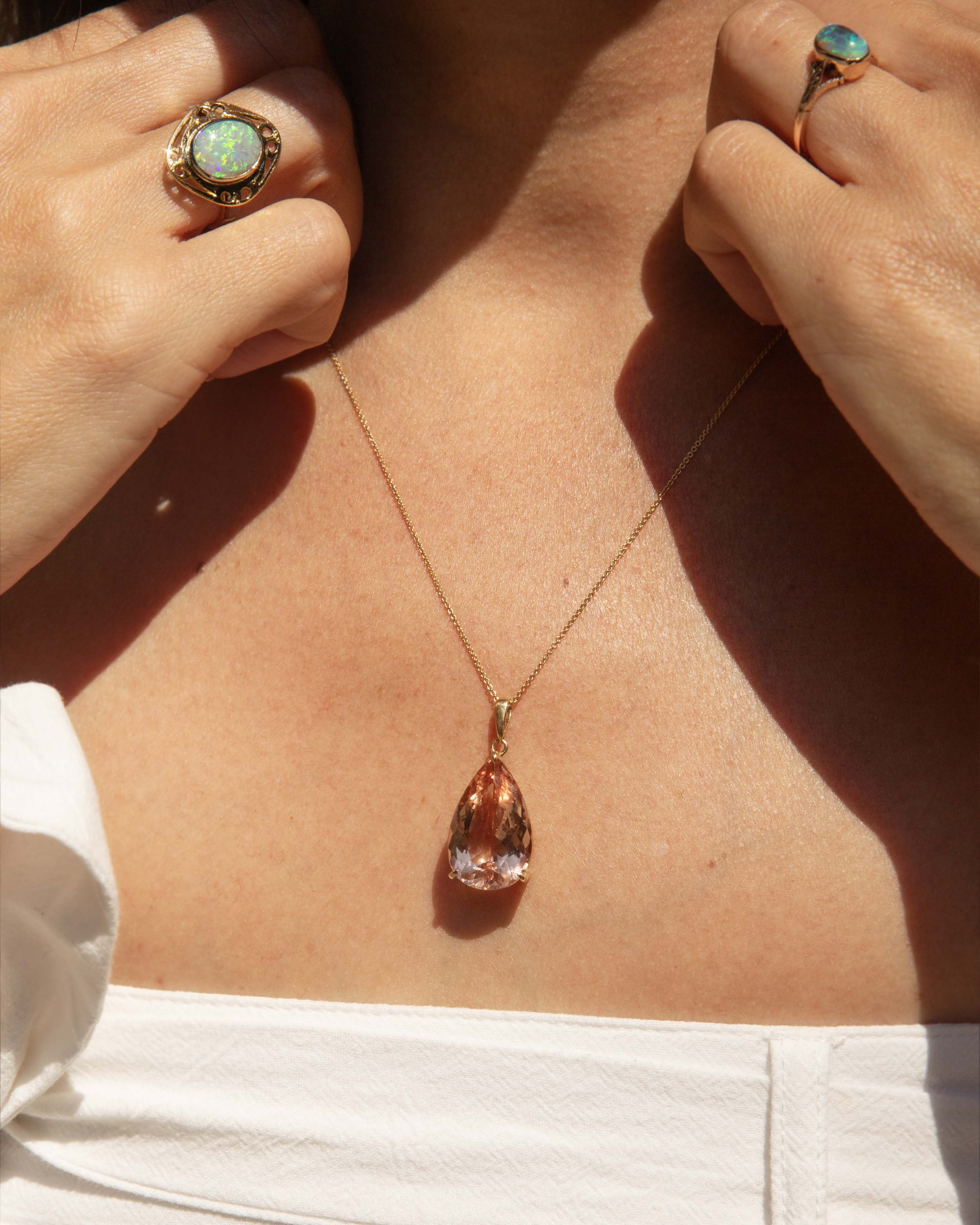 Cyndra Morganite & Diamond Convertible Pendant 18ct Gold Pendants/Necklaces Imperial Jewellery 