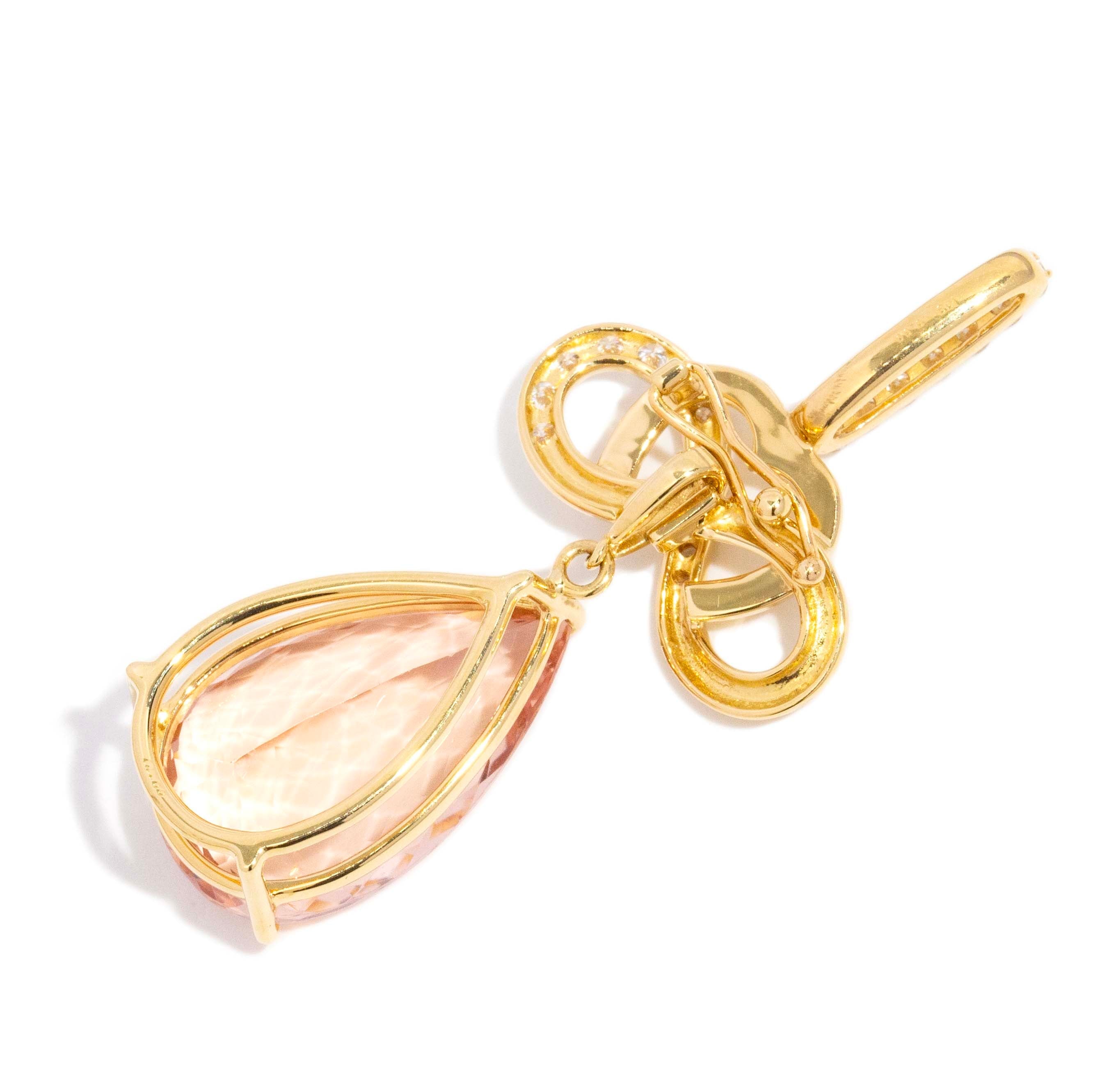 Cyndra Morganite & Diamond Convertible Pendant 18ct Gold Pendants/Necklaces Imperial Jewellery 