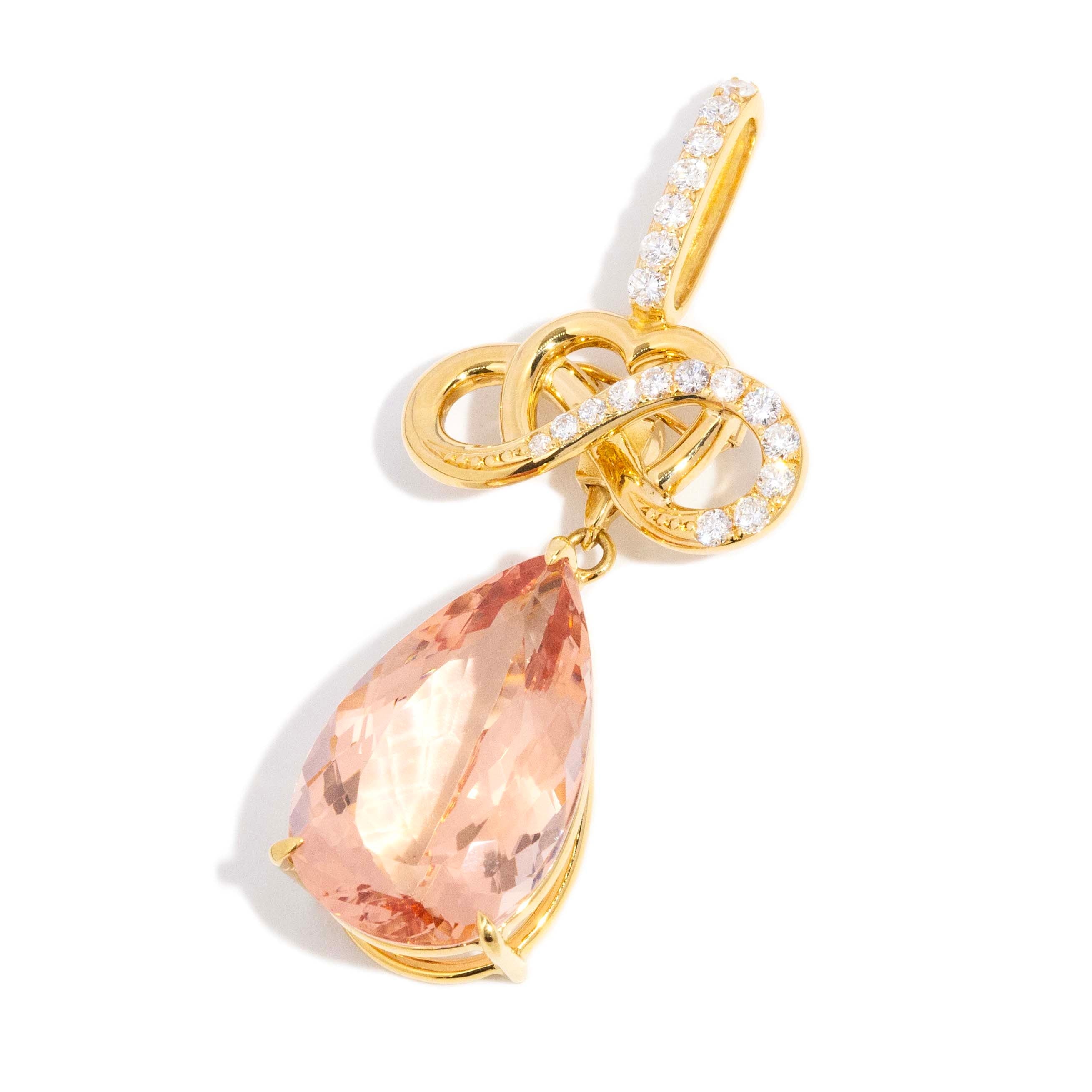 Cyndra Morganite & Diamond Convertible Pendant 18ct Gold Pendants/Necklaces Imperial Jewellery 
