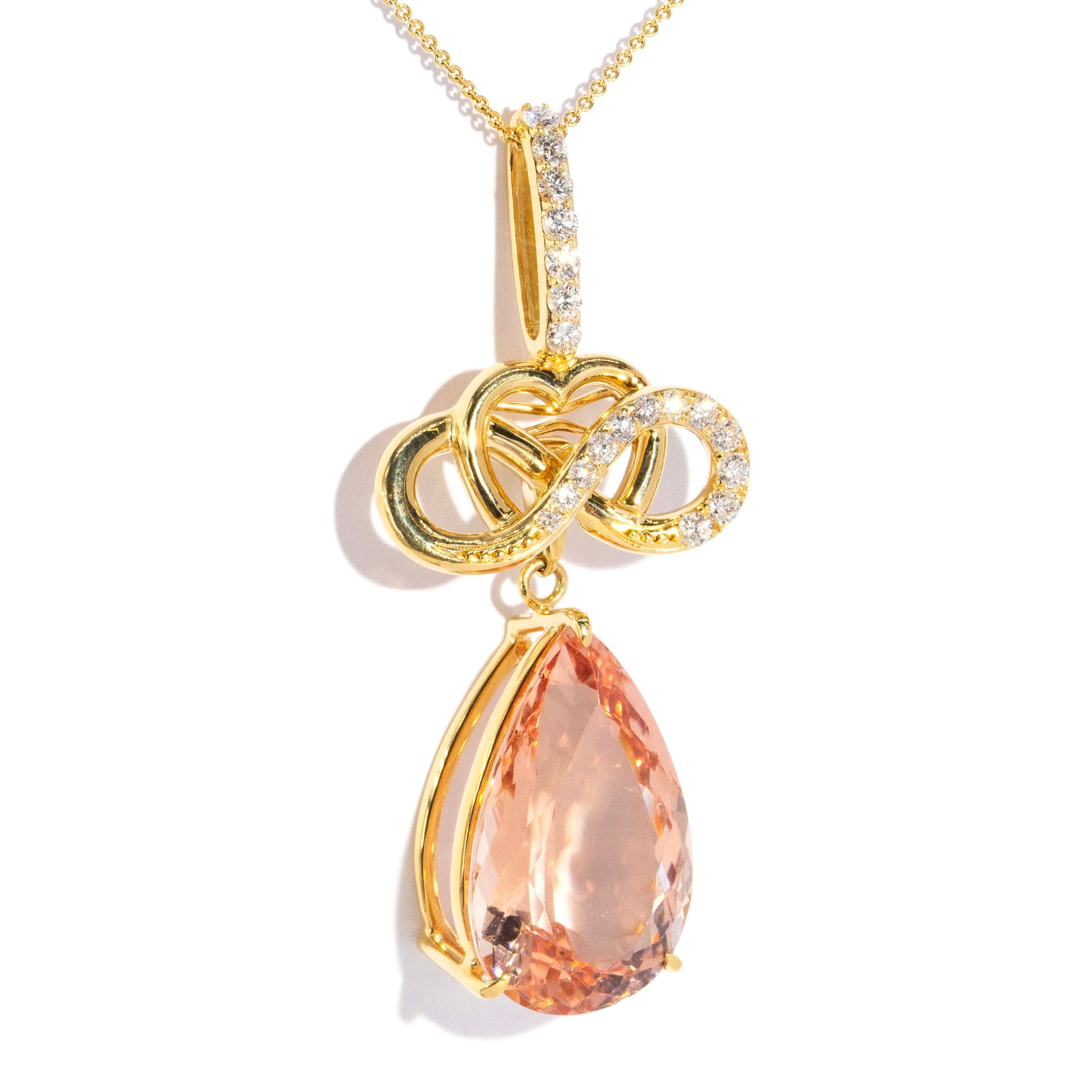Cyndra Morganite & Diamond Convertible Pendant 18ct Gold Pendants/Necklaces Imperial Jewellery 