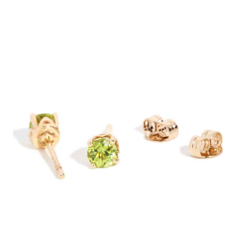 Danae Bright Green Peridot Studs 9ct Gold Earrings Imperial Jewellery 
