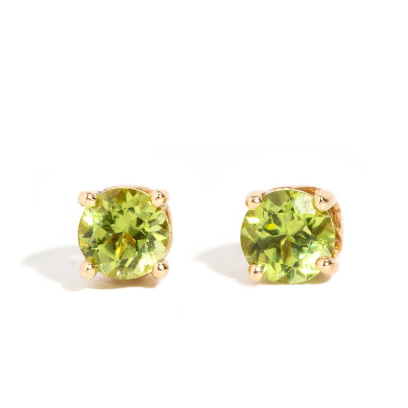 Danae Bright Green Peridot Studs 9ct Gold Earrings Imperial Jewellery 