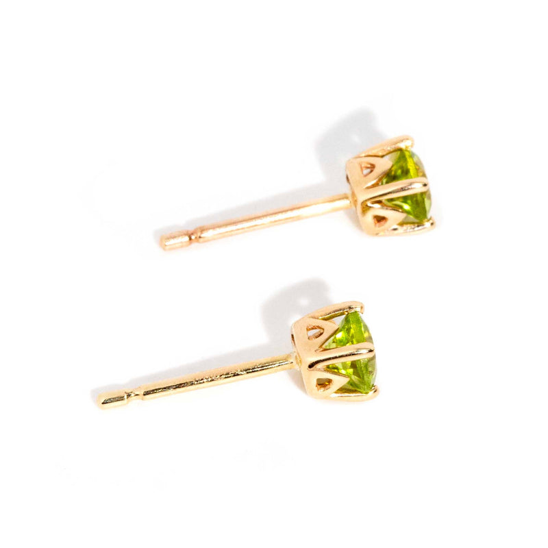 Danae Bright Green Peridot Studs 9ct Gold Earrings Imperial Jewellery 